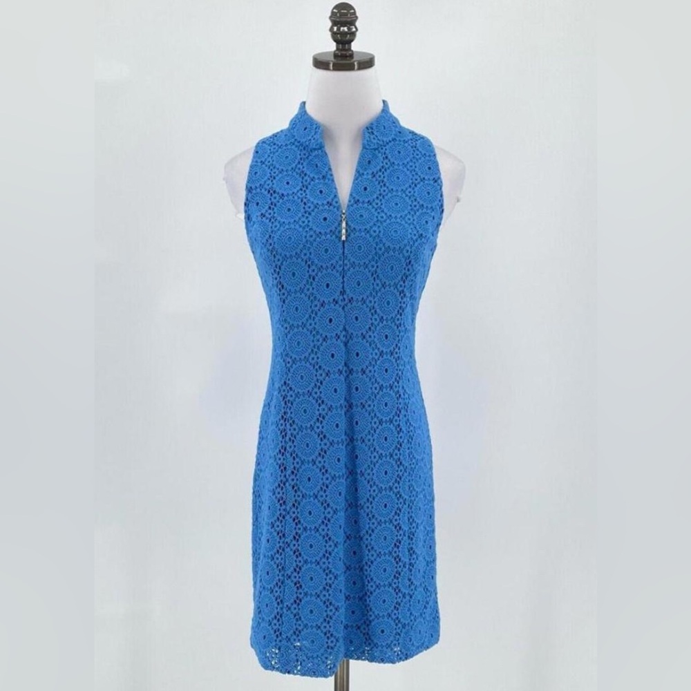 Lily Pulitzer Blue Lace Dress Medium Zip Up